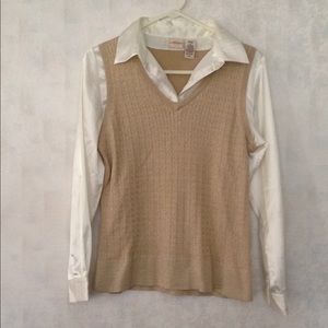 Satin faux two piece blouse